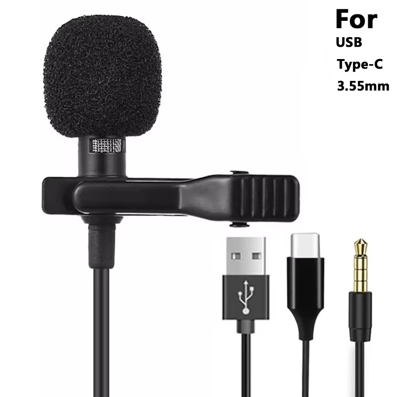 Usb C Cable - 3.5mm Mini Taşınabilir Yaka Mikrofonu PC